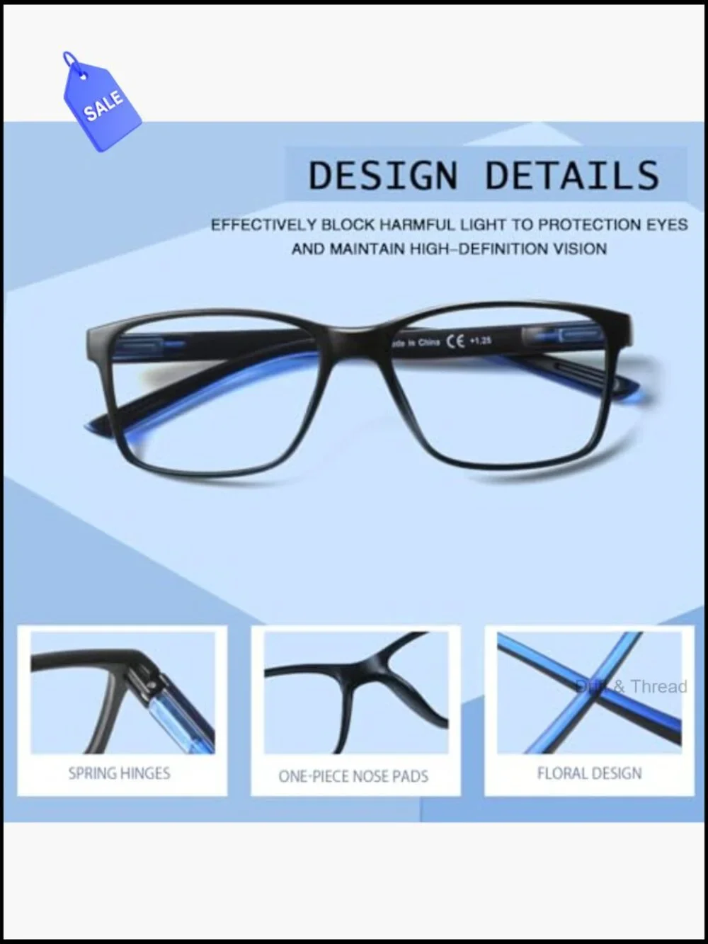 4 Pack Progressive Multifocus Reading Glasses Blue Light Blocking Spring Hinge